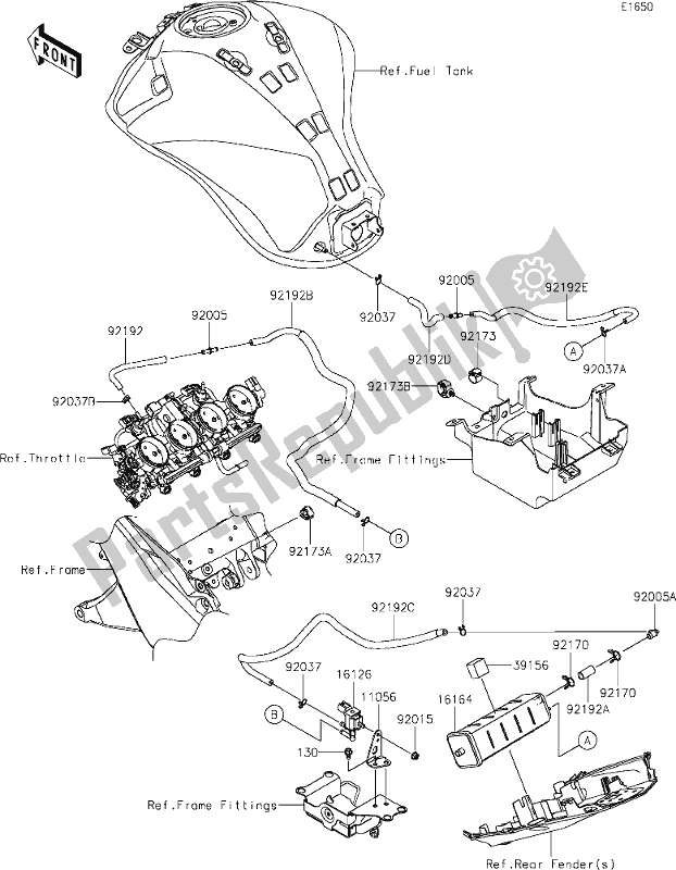 All parts for the 21 Fuel Evaporative System of the Kawasaki Z 1000 2021