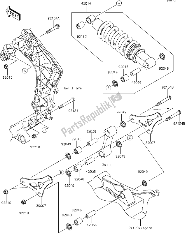 All parts for the 32 Suspension/shock Absorber of the Kawasaki Z 1000 2021