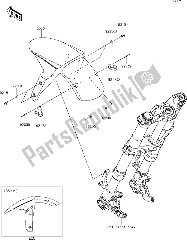 All parts for the 34 Front Fender(s) of the Kawasaki Z 1000 2021