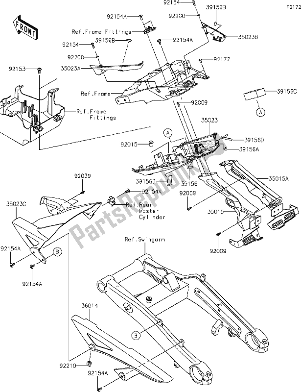 All parts for the 35 Rear Fender(s) of the Kawasaki Z 1000 2021