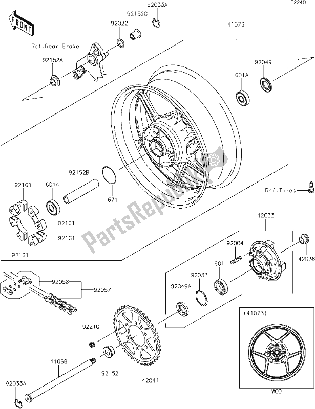 Wszystkie części do 39 Rear Hub Kawasaki Z 1000 2021