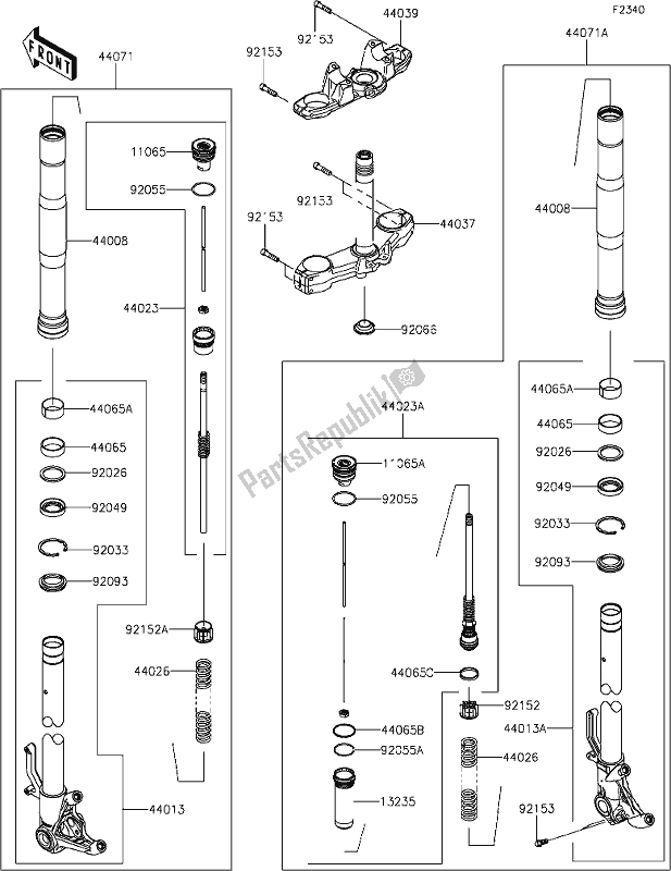 All parts for the 47 Front Fork of the Kawasaki Z 1000 2021