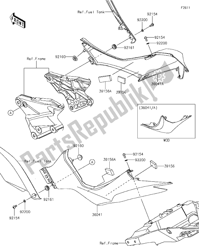 All parts for the 52 Side Covers of the Kawasaki Z 1000 2021