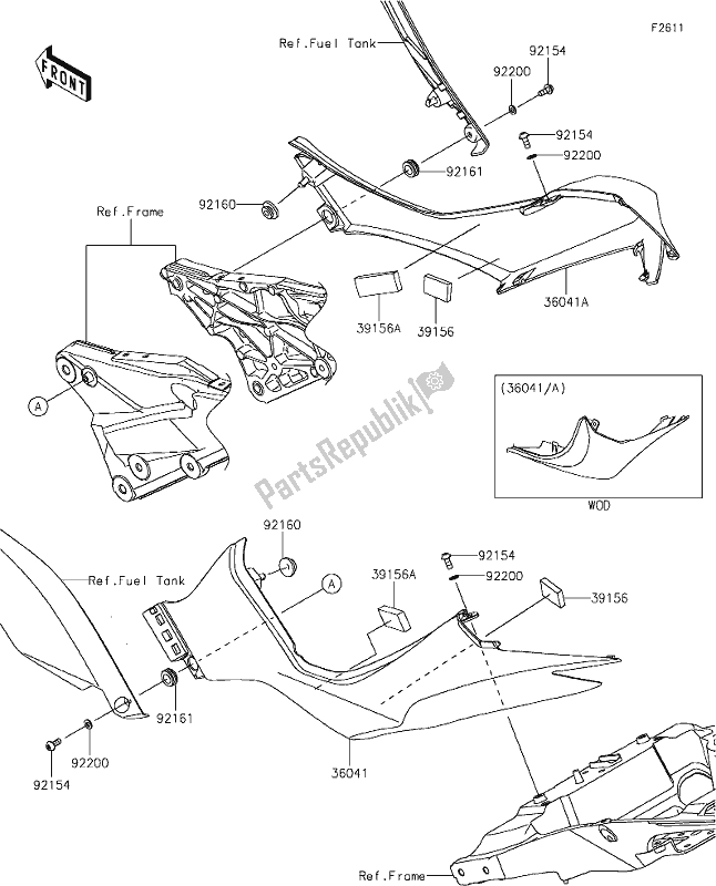 All parts for the 52 Side Covers of the Kawasaki Z 1000 2021