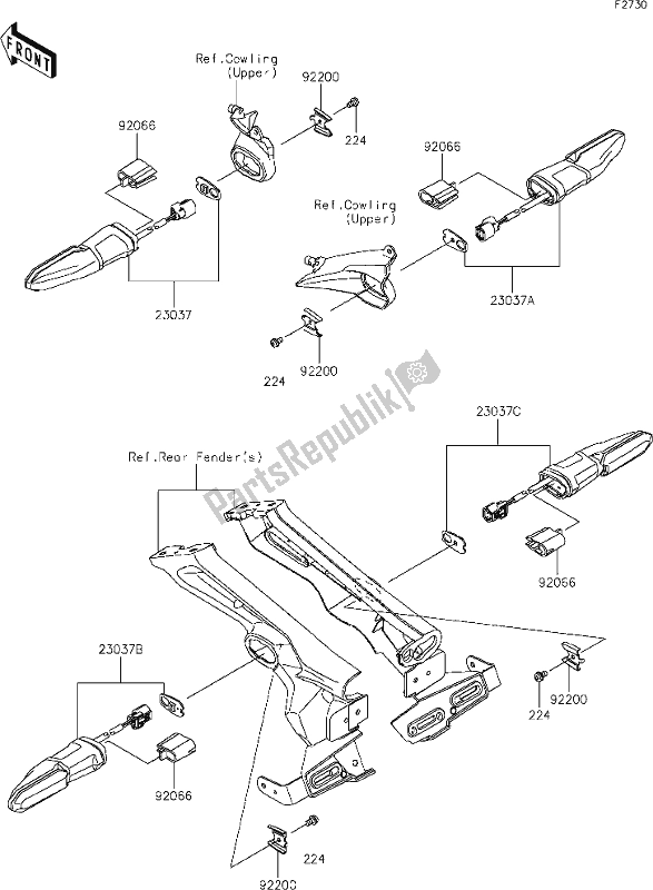 Todas as partes de 55 Turn Signals do Kawasaki Z 1000 2021