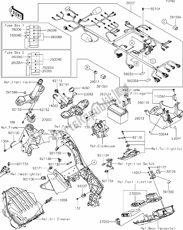 All parts for the 56-1chassis Electrical Equipment of the Kawasaki Z 1000 2021