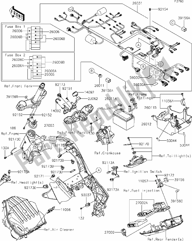 Toutes les pièces pour le 56 Chassis Electrical Equipment du Kawasaki Z 1000 2021