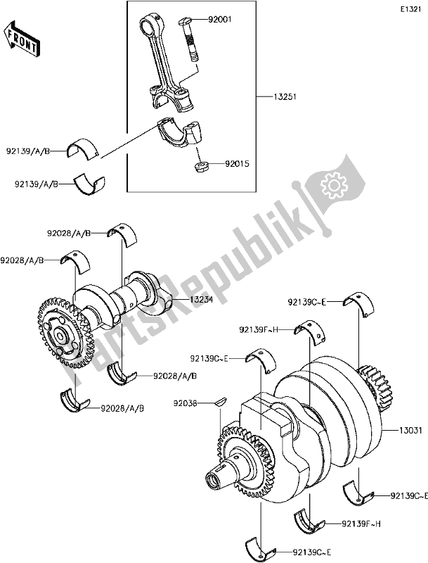 Todas las partes para B-10crankshaft de Kawasaki Z 300 2017