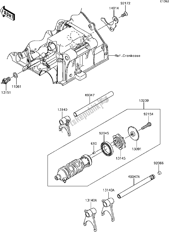 Alle onderdelen voor de B-13gear Change Drum/shift Fork(s) van de Kawasaki Z 300 2017