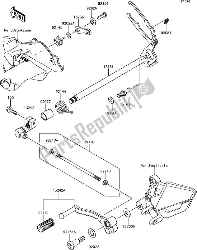 All parts for the B-14gear Change Mechanism of the Kawasaki Z 300 2017