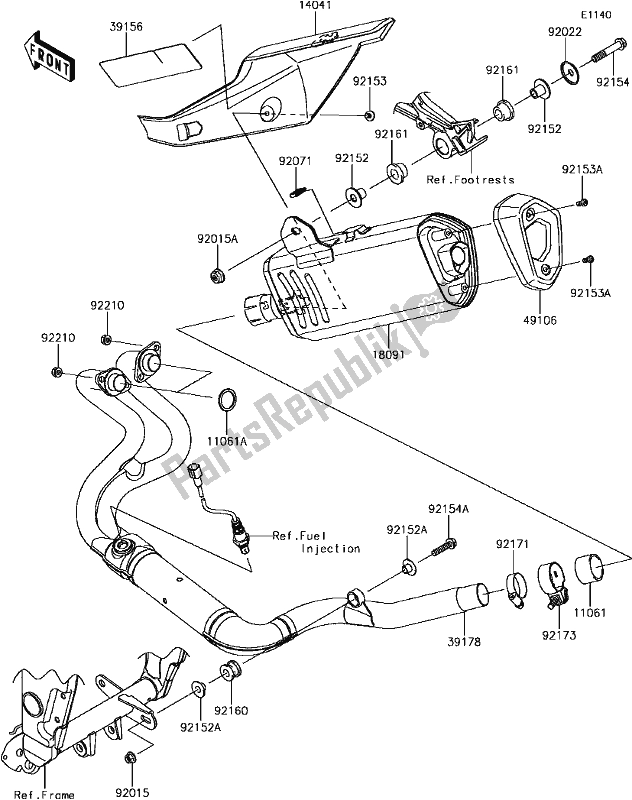 All parts for the B-7 Muffler(s) of the Kawasaki Z 300 2017