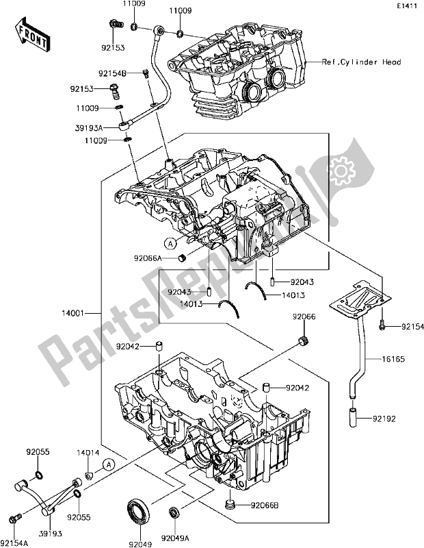 All parts for the C-3 Crankcase of the Kawasaki Z 300 2017