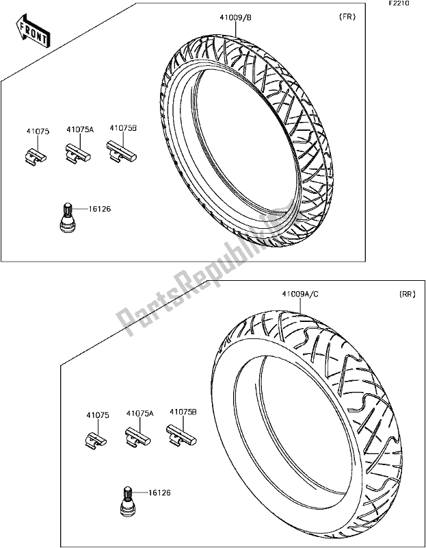 All parts for the D-12tires of the Kawasaki Z 300 2017