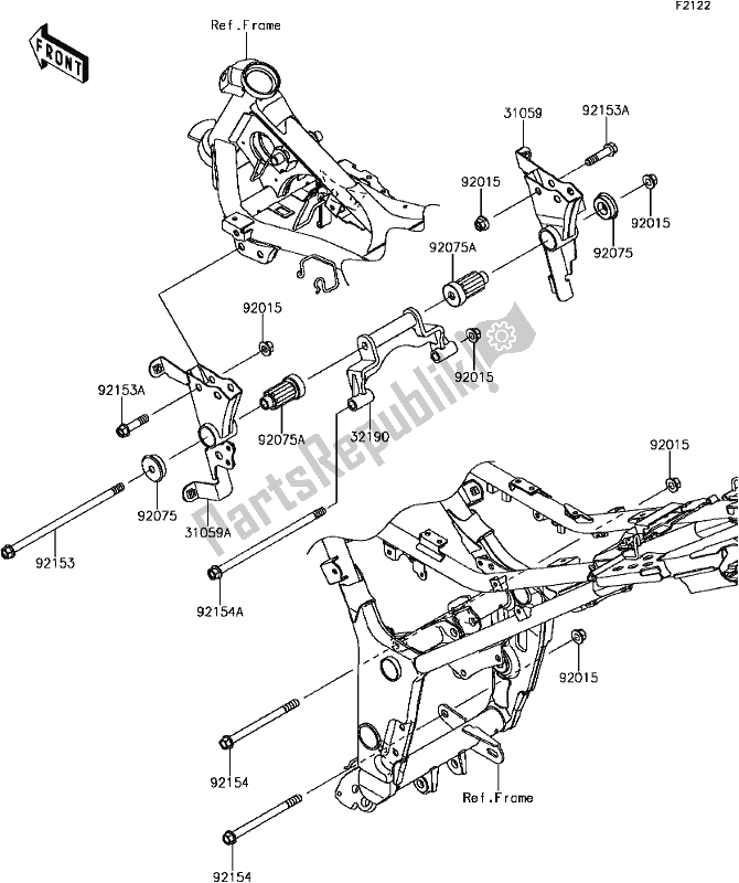 Todas las partes para D-4 Engine Mount de Kawasaki Z 300 2017