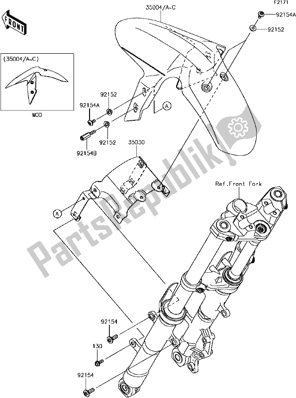 Toutes les pièces pour le D-9 Front Fender(s) du Kawasaki Z 300 2017