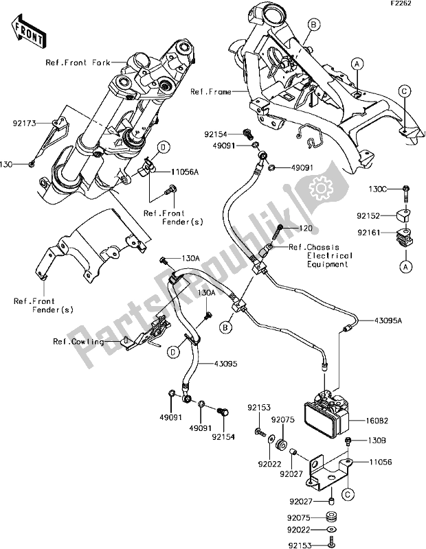 All parts for the E-4 Brake Piping of the Kawasaki Z 300 2017