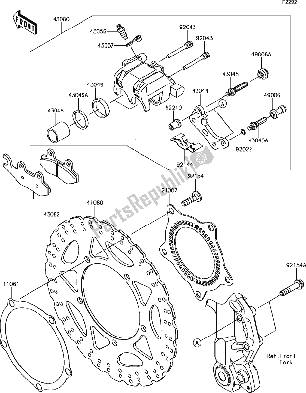 All parts for the E-6 Front Brake of the Kawasaki Z 300 2017