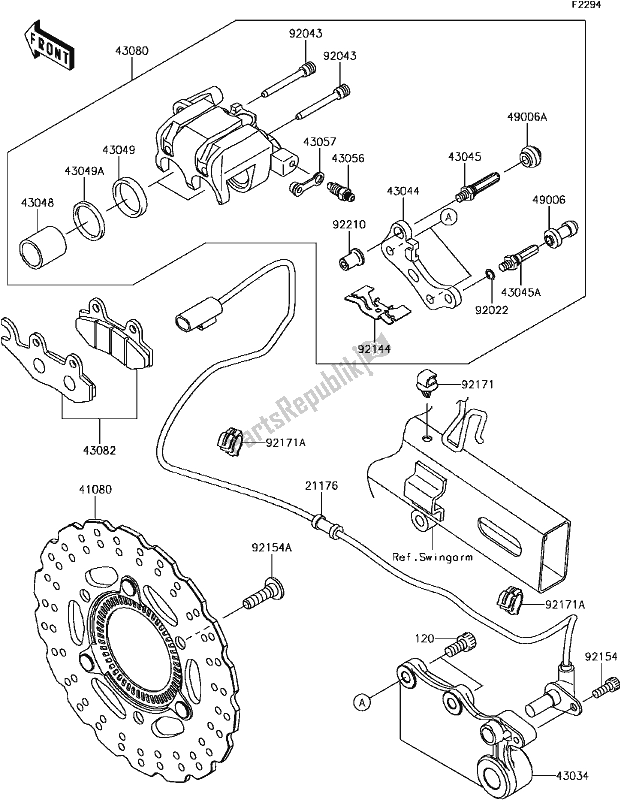 Todas las partes para E-8 Rear Brake de Kawasaki Z 300 2017