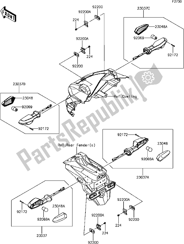 All parts for the F-6 Turn Signals of the Kawasaki Z 300 2017