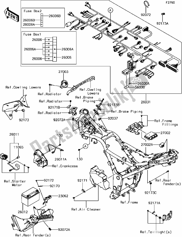 All parts for the F-7 Chassis Electrical Equipment of the Kawasaki Z 300 2017