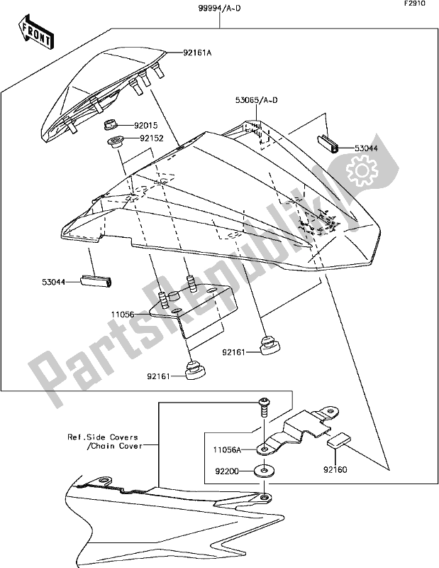 All parts for the G-8 Accessory(single Seat Cover) of the Kawasaki Z 300 2017