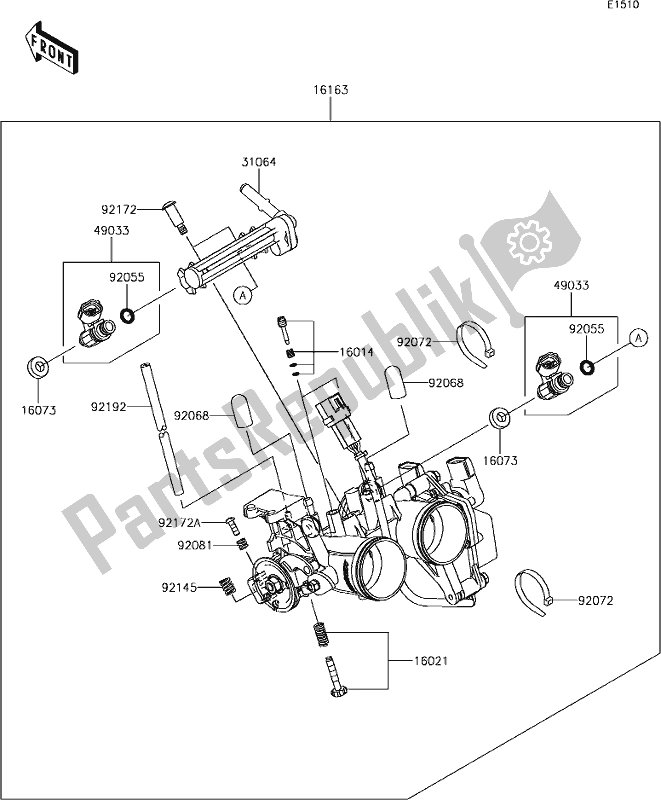 All parts for the 16 Throttle of the Kawasaki Z 300 2018