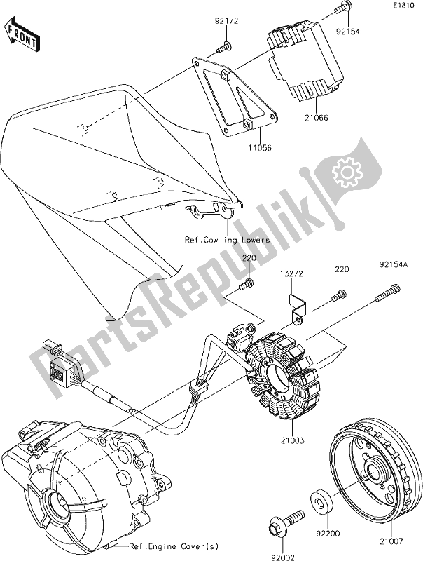 Alle onderdelen voor de 20 Generator van de Kawasaki Z 300 2018