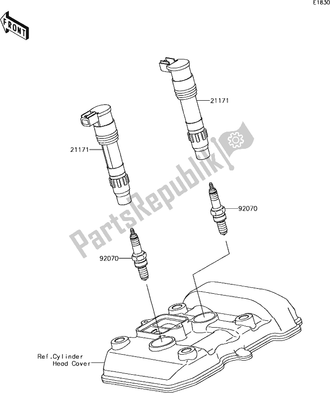 All parts for the 21 Ignition System of the Kawasaki Z 300 2018