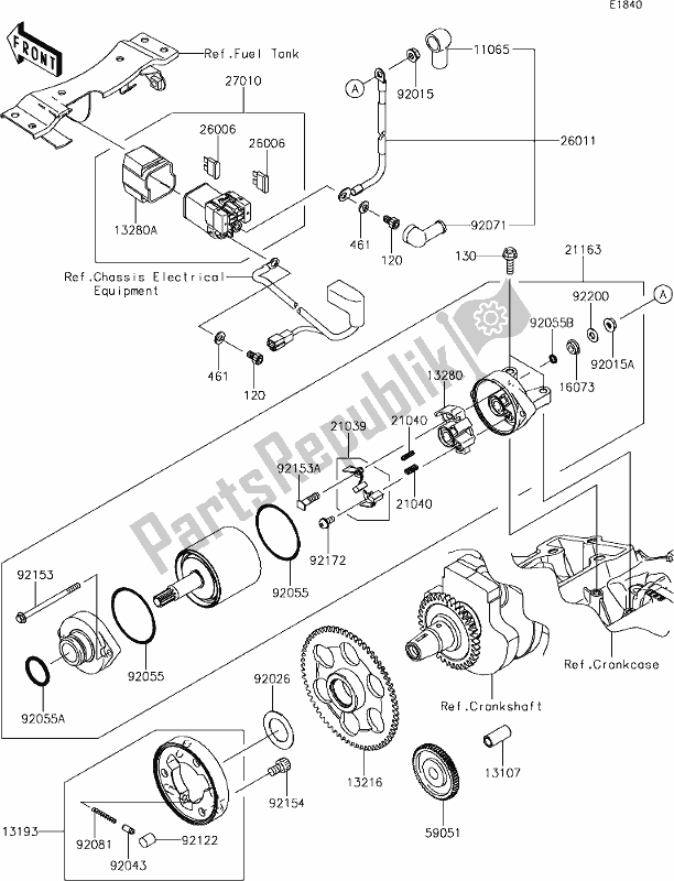 Todas as partes de 22 Starter Motor do Kawasaki Z 300 2018