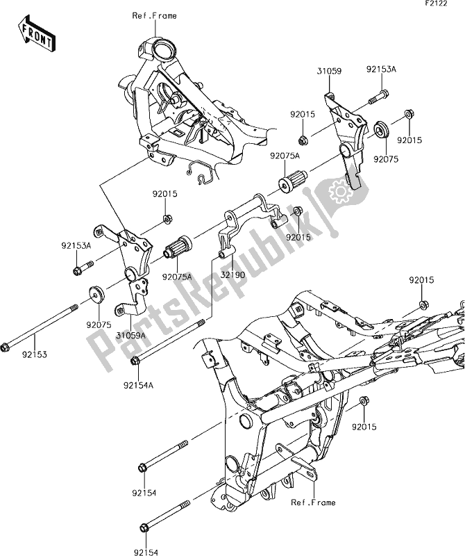 Alle onderdelen voor de 26 Engine Mount van de Kawasaki Z 300 2018