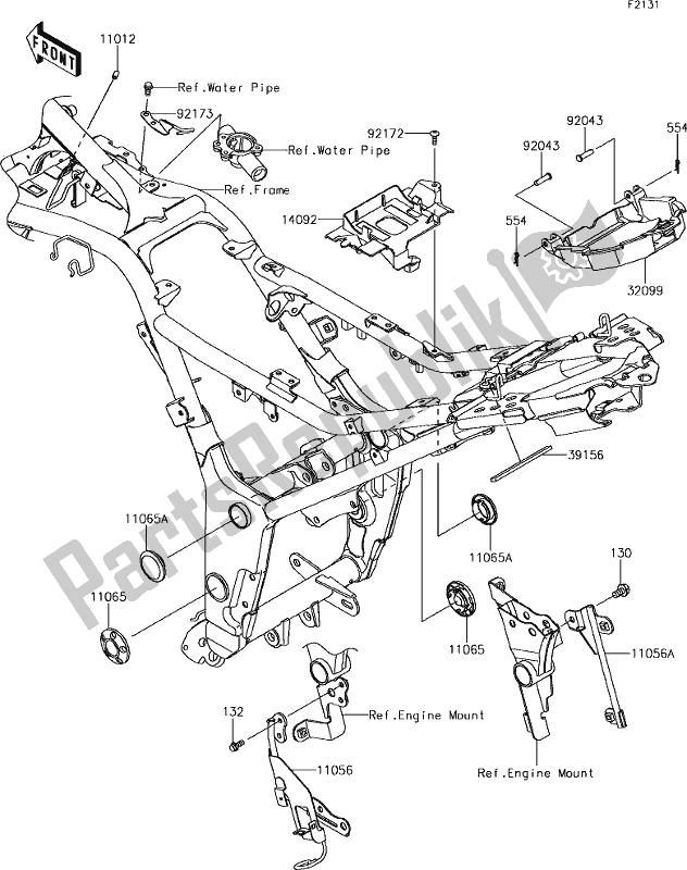 All parts for the 27 Frame Fittings of the Kawasaki Z 300 2018
