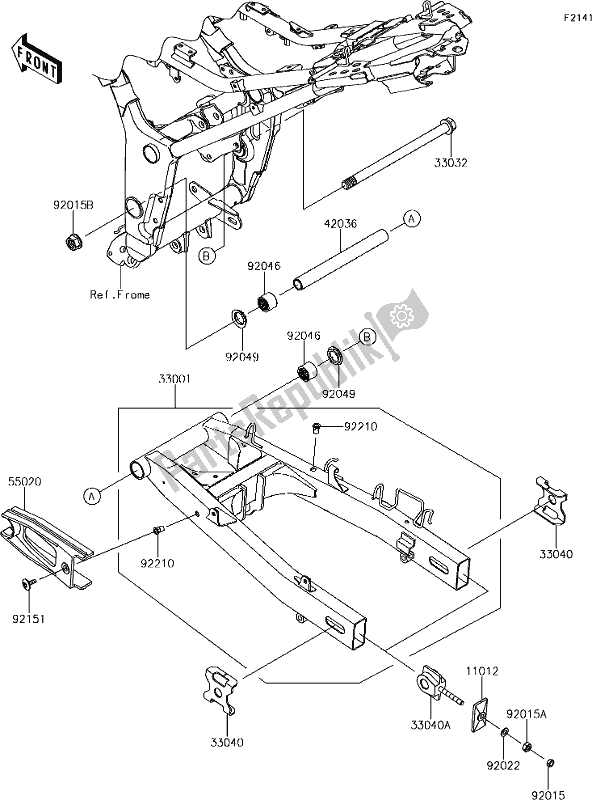 All parts for the 28 Swingarm of the Kawasaki Z 300 2018