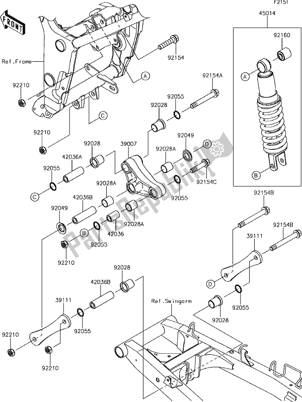 All parts for the 29 Suspension/shock Absorber of the Kawasaki Z 300 2018