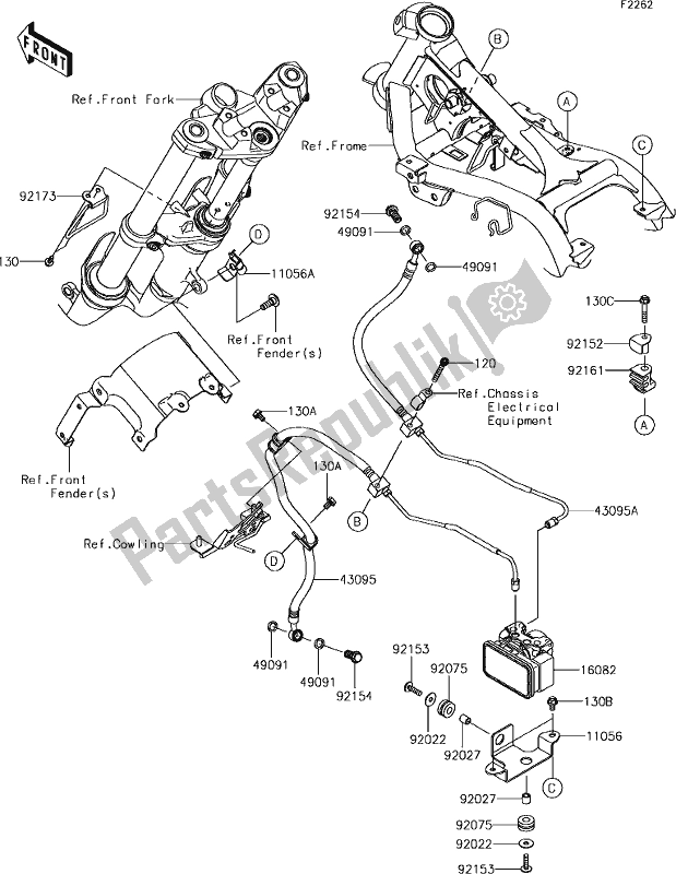 All parts for the 38 Brake Piping of the Kawasaki Z 300 2018