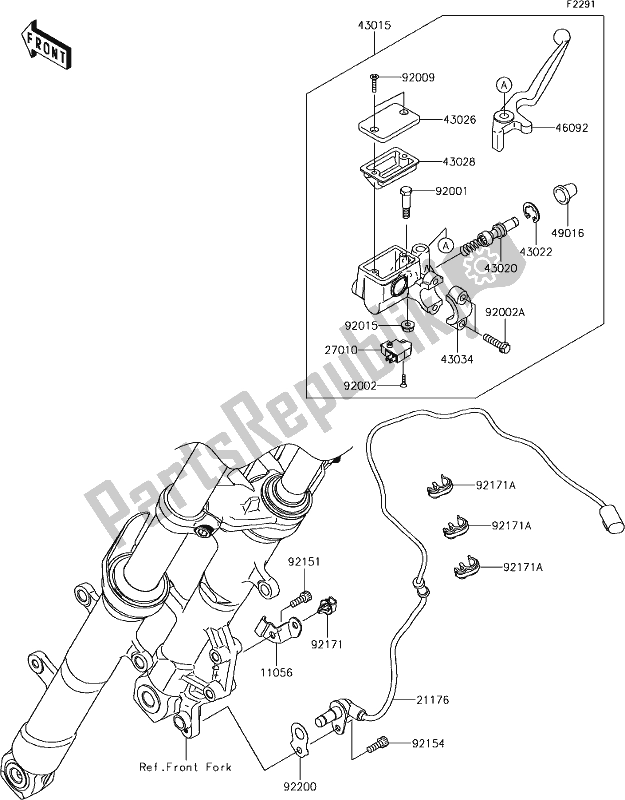 All parts for the 39 Front Master Cylinder of the Kawasaki Z 300 2018