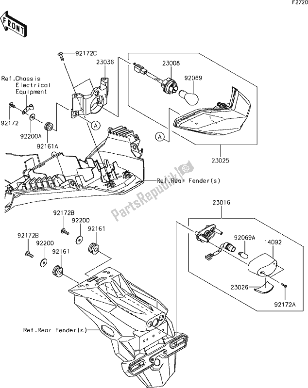 All parts for the 51 Taillight(s) of the Kawasaki Z 300 2018