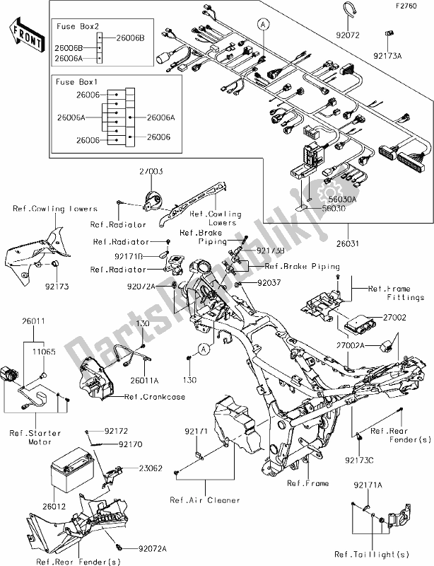 All parts for the 53 Chassis Electrical Equipment of the Kawasaki Z 300 2018