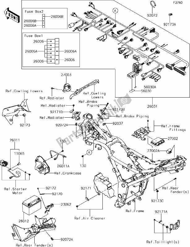 Alle onderdelen voor de 53 Chassis Electrical Equipment van de Kawasaki Z 300 2018