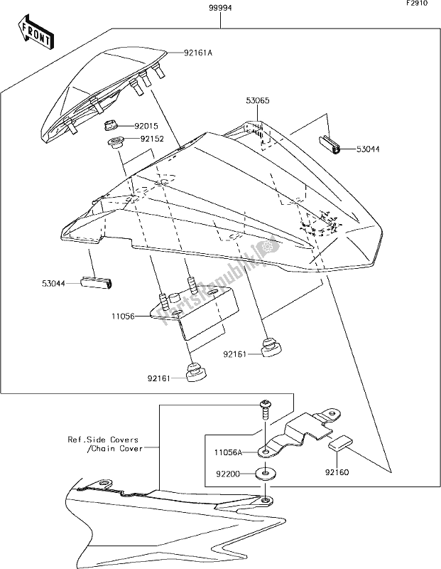 All parts for the 60 Accessory(single Seat Cover) of the Kawasaki Z 300 2018