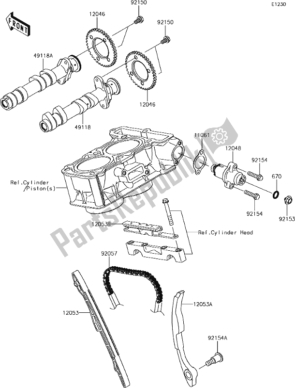 All parts for the 7 Camshaft(s)/tensioner of the Kawasaki Z 300 2018