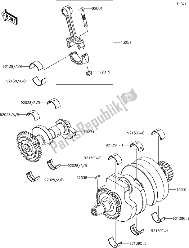All parts for the 8 Crankshaft of the Kawasaki Z 300 2018