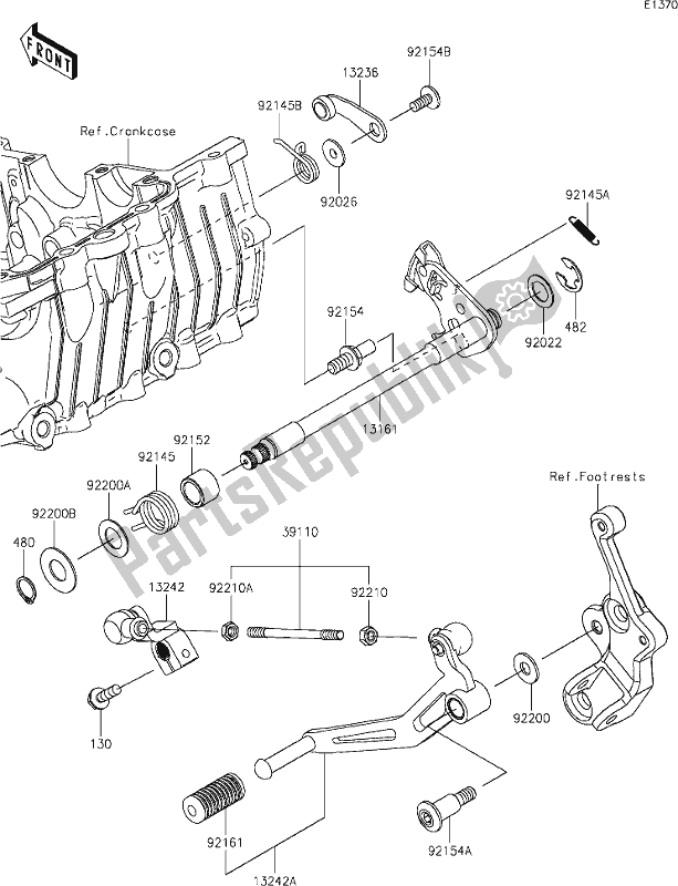 Alle onderdelen voor de 13 Gear Change Mechanism van de Kawasaki Z 400 2019