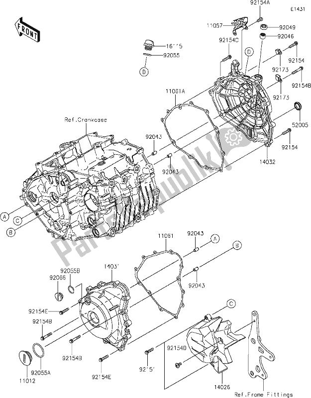 All parts for the 16 Engine Cover(s) of the Kawasaki Z 400 2019