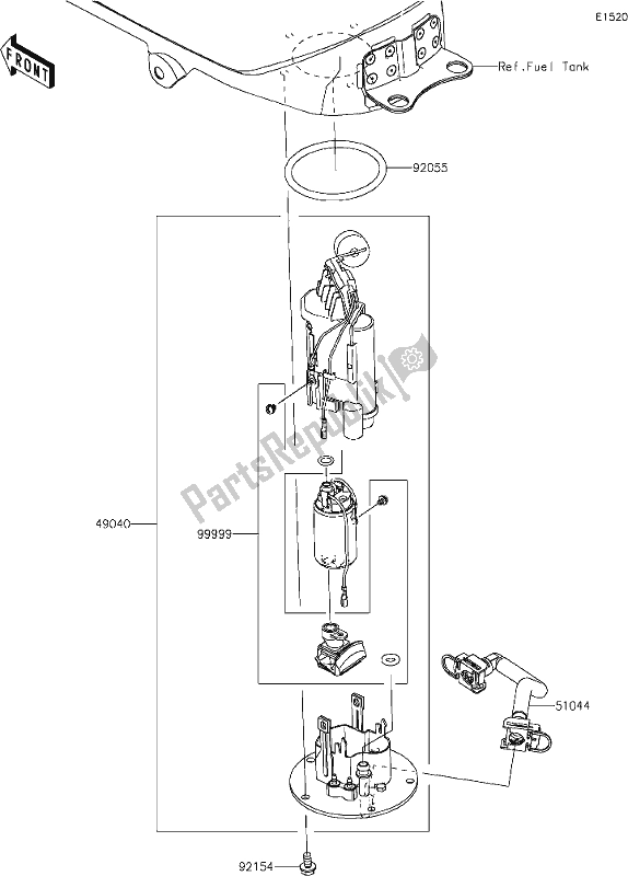 Todas as partes de 19 Fuel Pump do Kawasaki Z 400 2019