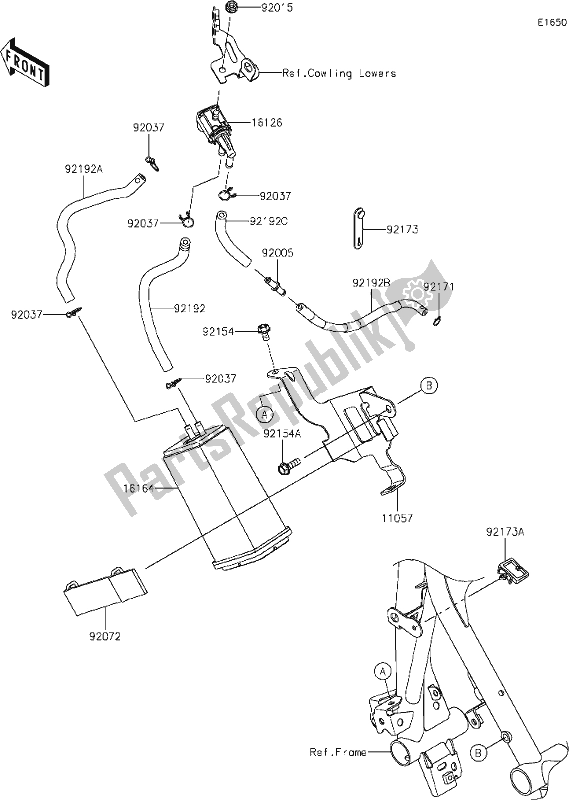 Todas as partes de 21 Fuel Evaporative System do Kawasaki Z 400 2019