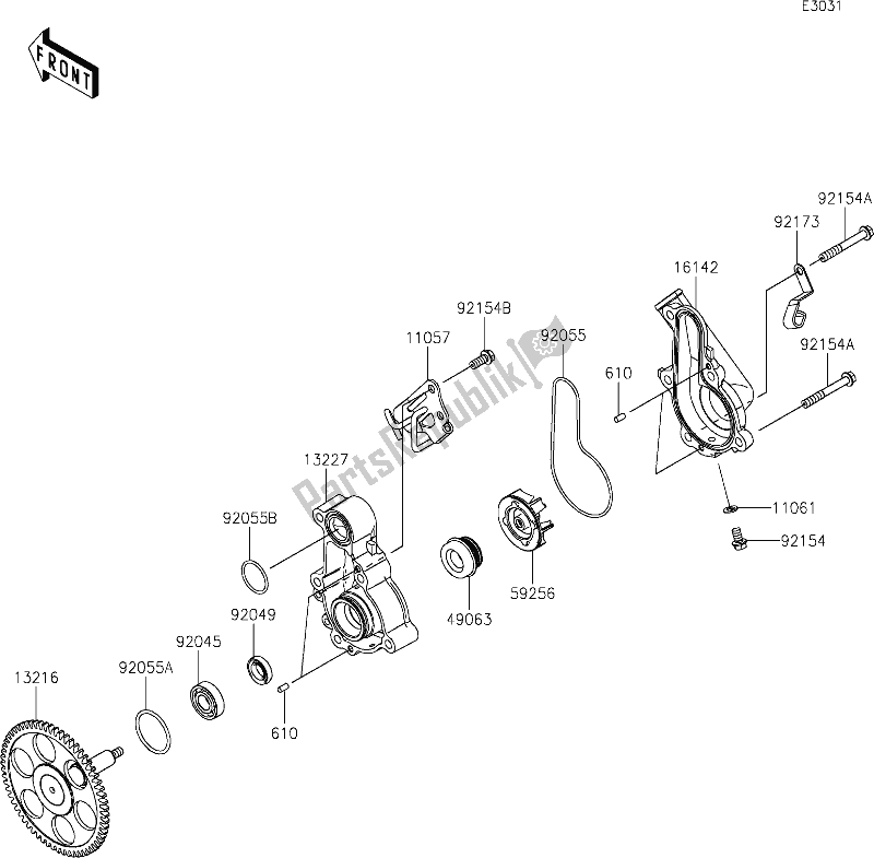 All parts for the 26 Water Pump of the Kawasaki Z 400 2019