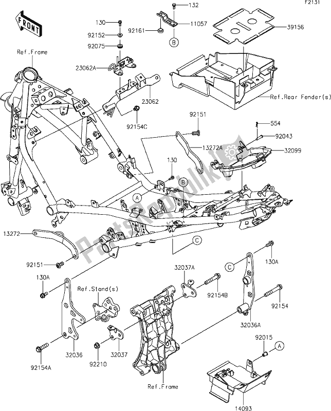 All parts for the 31 Frame Fittings of the Kawasaki Z 400 2019