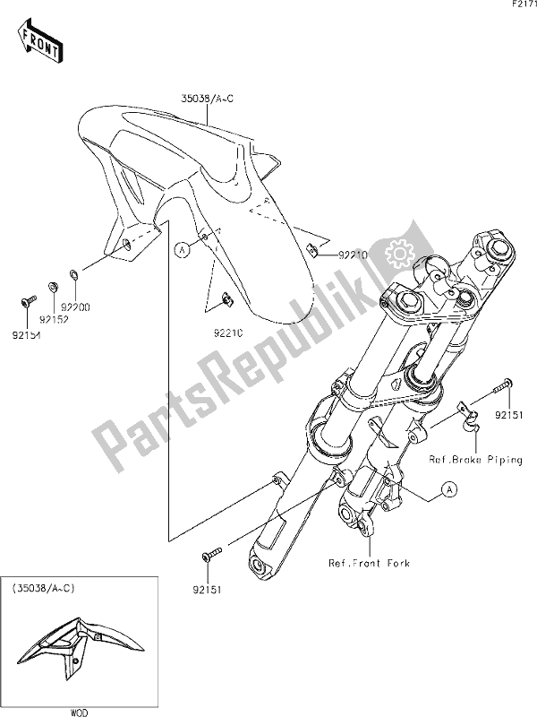 Todas as partes de 35 Front Fender(s) do Kawasaki Z 400 2019