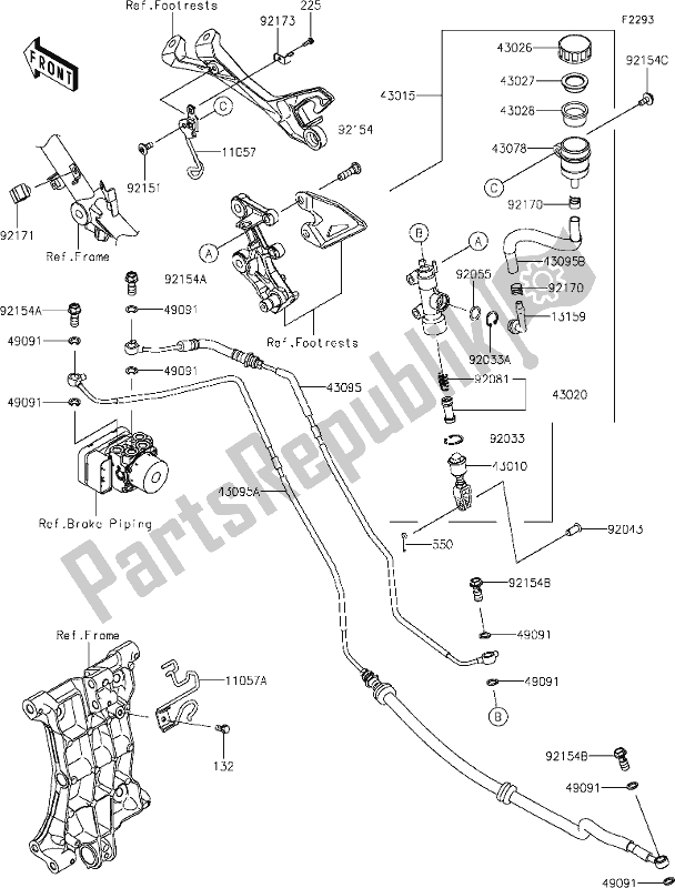 All parts for the 45 Rear Master Cylinder of the Kawasaki Z 400 2019