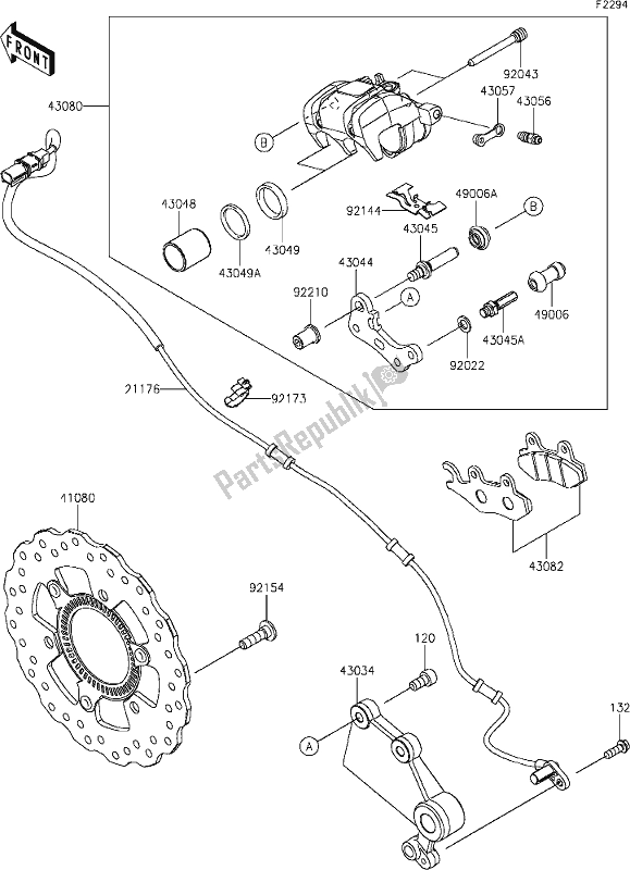 All parts for the 46 Rear Brake of the Kawasaki Z 400 2019